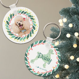 Custom Minze Poodle Silhouette und Foto Schlüssela Schlüsselanhänger