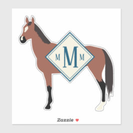 Custom Mit Monogramm Bay Akhal Teke Horse Silhouet Aufkleber