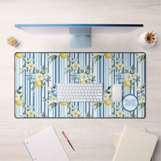 Custom Mit Monogramm Floral Lemon Desk Mat Schreibtischunterlage