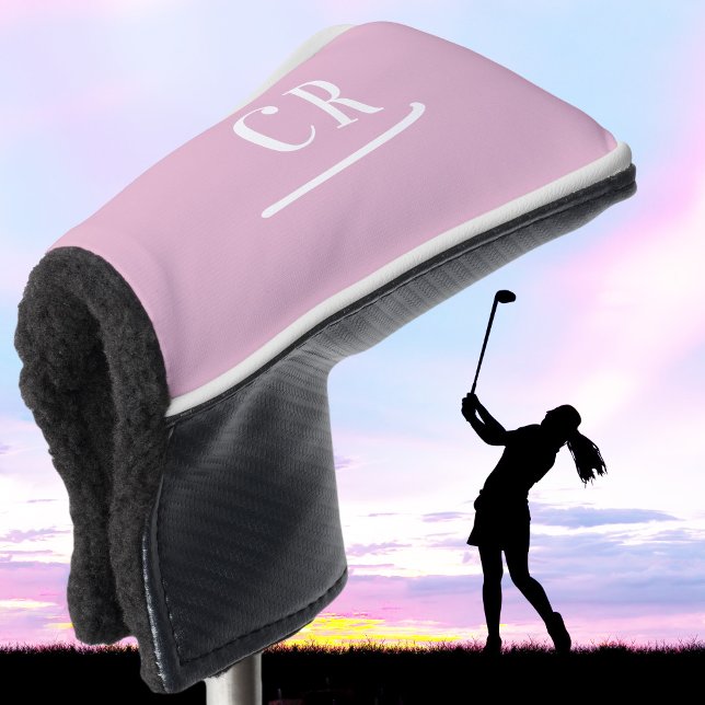 Custom Mit Monogramm Golfer Modernes Rosa Elegante Golf Headcover (Custom Monogrammed Golfer Modern Pink Elegant Golf Head Cover)