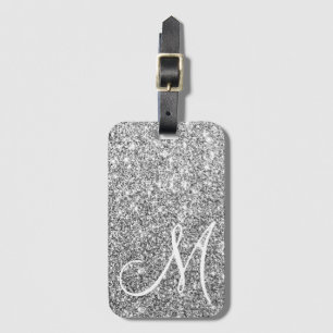 Custom Mit Monogramm Luxe Silver Glitzer Gepäckmar Gepäckanhänger