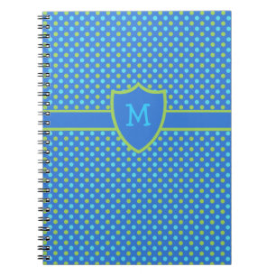 Custom Mit Monogramm Notebook: Blue Polka Dots Notizblock