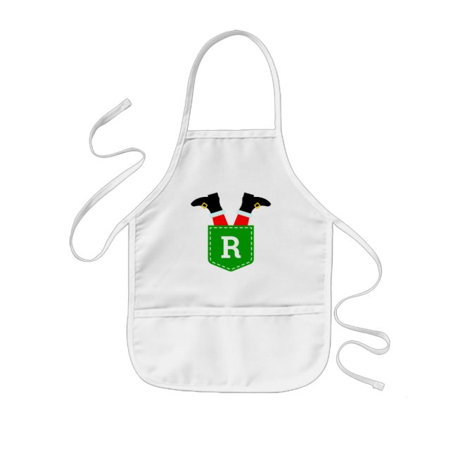 Custom Mit Monogramm Santa in Pocket Weihnachten S Kinderschürze (Vorne)