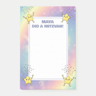 Custom Mitzvah Notes Rainbow Confetti Stars Post-it Klebezettel