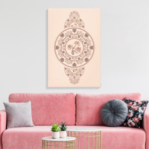 Custom Mocha Rokoko Lotus Ornamental Mandala Leinwanddruck