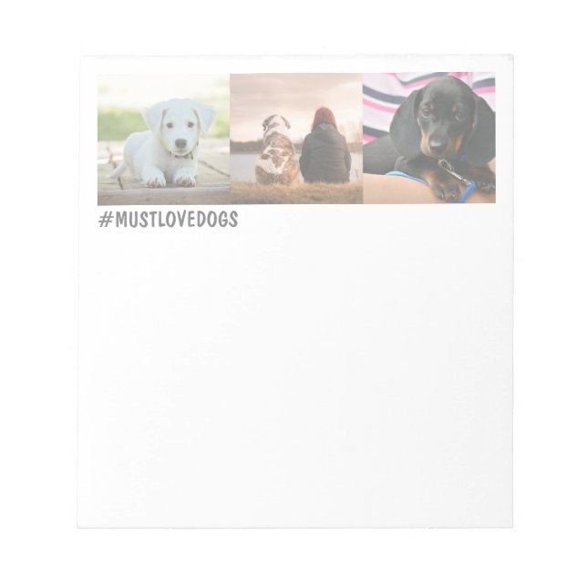 Custom Modern 3 Instagram Pet Foto Hashtag Notizblock (Vorderseite)