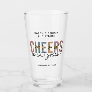 Custom Modern 60. Geburtstag Leopard Typografie Glas