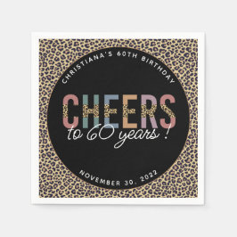 Custom Modern 60. Geburtstagsparty Leopard Print Serviette