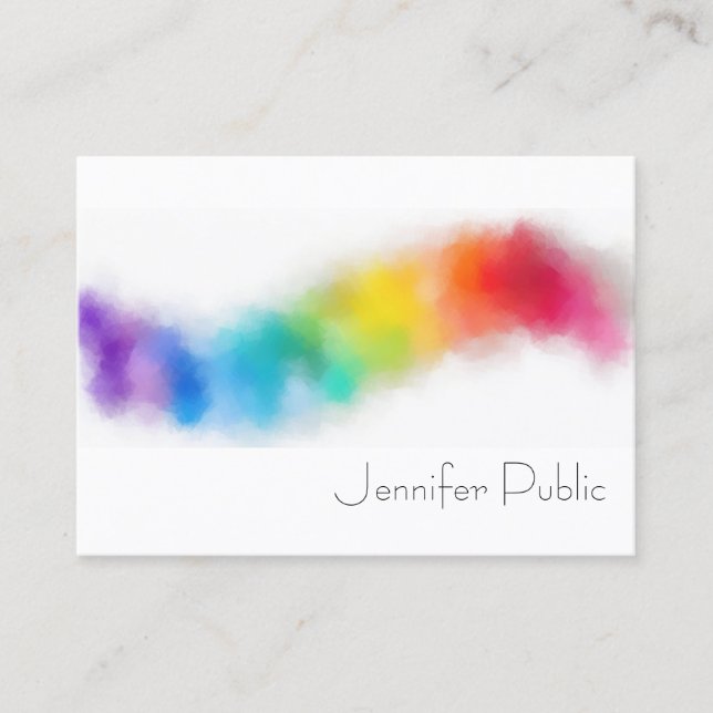 Custom Modern Abstrakt Art Rainbow Colors Trendy Visitenkarte (Vorderseite)