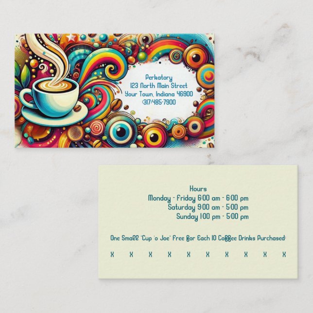 Custom Modern Angesagt Style Coffee Shop & Punch Visitenkarte (Vorne/Hinten)
