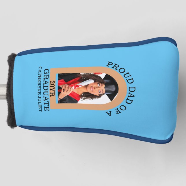 Custom Modern Arch Foto stolz Papa Abschluss Golf Headcover (Vorderseite)
