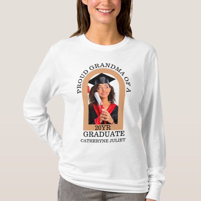 Custom Modern Arch Foto stolze Oma Abschluss T-Shirt (Vorderseite)