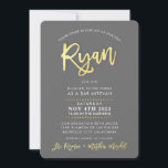 CUSTOM modern Bar Mitzvah for RYAN gray faux gold Einladung<br><div class="desc">*** NOTE - THE SHINY GOLD FOIL EFFECT IS A PRINTED PICTURE *** - - - - - - - - - - - - - - - - - - - - - - - - - - - - - - - - CONTACT ME for custom "faux gold...</div>