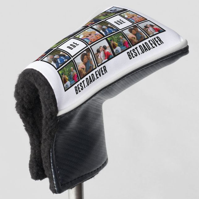 Custom Modern BDE Bester Vater je 8 FotoCollage Golf Headcover (3/4 Vorderseite)