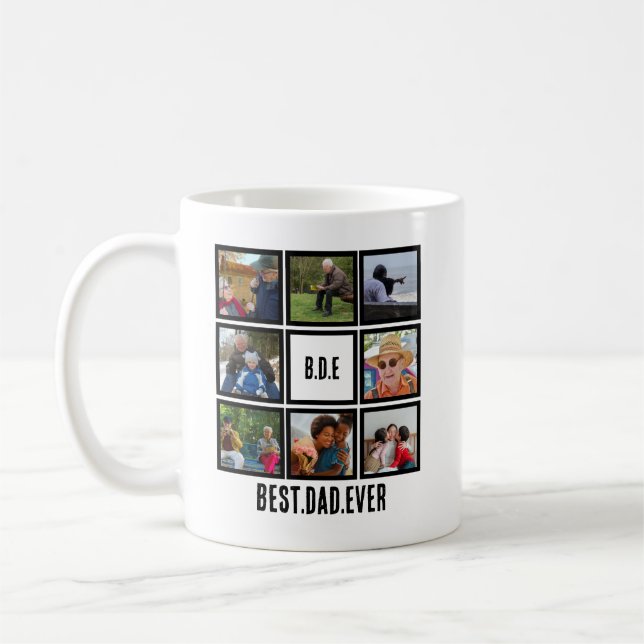 Custom Modern BDE Bester Vater je 8 FotoCollage Kaffeetasse (Links)