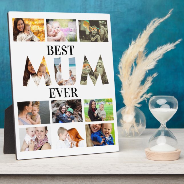 Custom Modern Best Mum Ever 12 Foto Collage Fotoplatte (Seite)