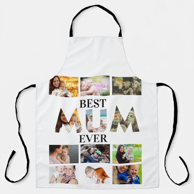 Custom Modern Best Mum Ever 12 Foto Collage Schürze (Vorderseite)