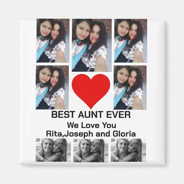Custom Modern Best Tante je 8 Foto Collage Magnet (Vorne)