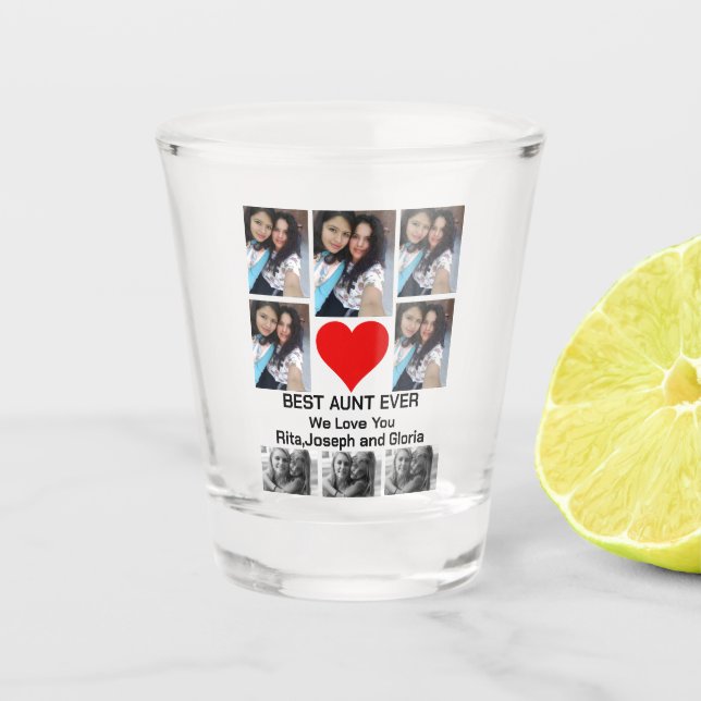 Custom Modern Best Tante je 8 Foto Collage Schnapsglas (Vorderseite)