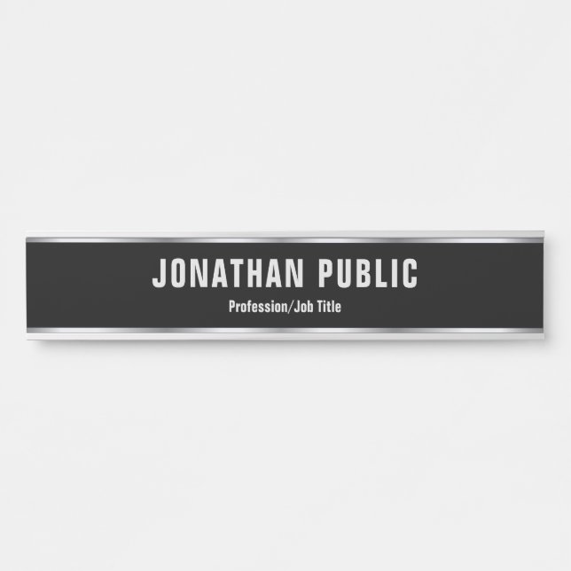 Custom Modern Black And Silver Template Elegant Türschild (Vorderseite )