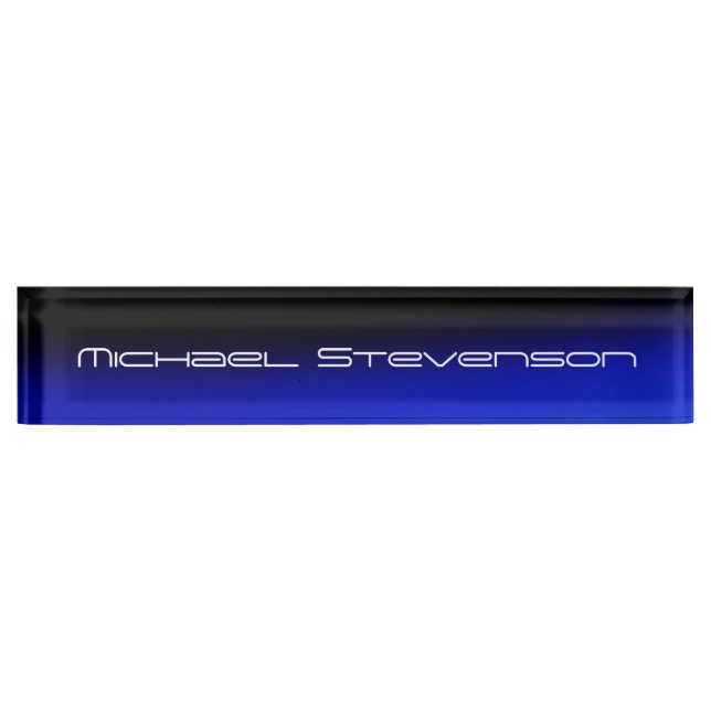 Custom Modern Black Blue Business Namensplakette (Vorderseite)