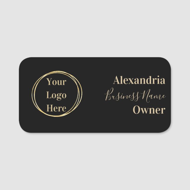 Custom Modern Black Gold Mitarbeiter Namensschild (Vorderseite)