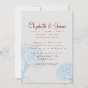 Custom Modern Blue and Red Wedding Einladungen