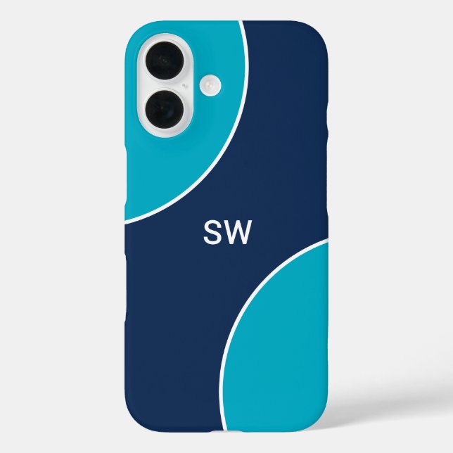 Custom Modern Blue Minimalist iPhone 16 Hülle (Rückseite)
