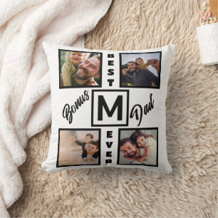 Custom Modern Bonus Vater Stepdad 4 Foto Collage Kissen