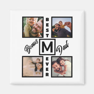Custom Modern Bonus Vater Stepdad 4 Foto Collage Magnet