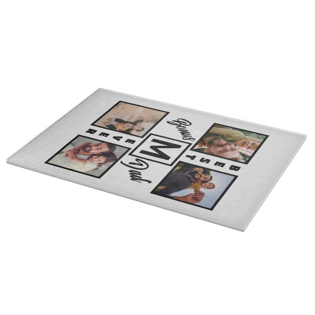 Custom Modern Bonus Vater Stepdad 4 Foto Collage Schneidebrett (Ecke)