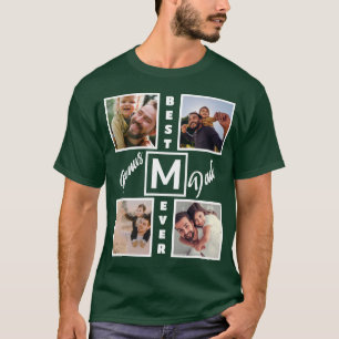 Custom Modern Bonus Vater Stepdad 4 Foto Collage T-Shirt
