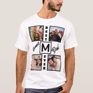 Custom Modern Bonus Vater Stepdad 4 Foto Collage T-Shirt