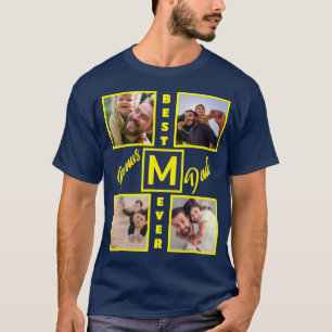 Custom Modern Bonus Vater Stepdad 4 Foto Collage T-Shirt