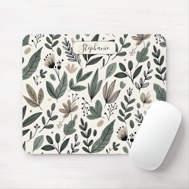 Custom Modern Botanical Office Pattern Mousepad (Mit Mouse)