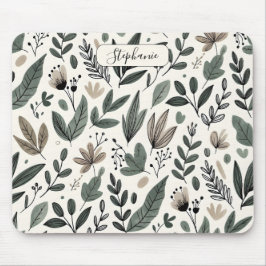Custom Modern Botanical Office Pattern Mousepad