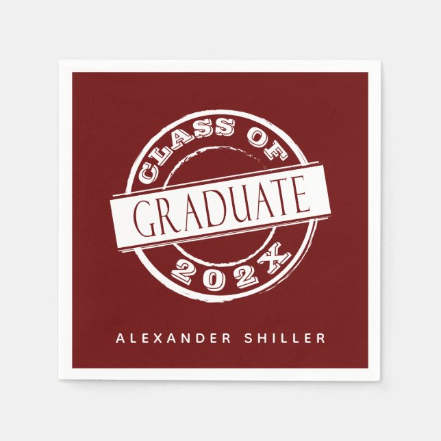 Custom Modern Burgundy Graduate Serviette (Vorderseite)