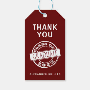 Custom Modern Burgundy Graduate Vielen Dank Geschenkanhänger