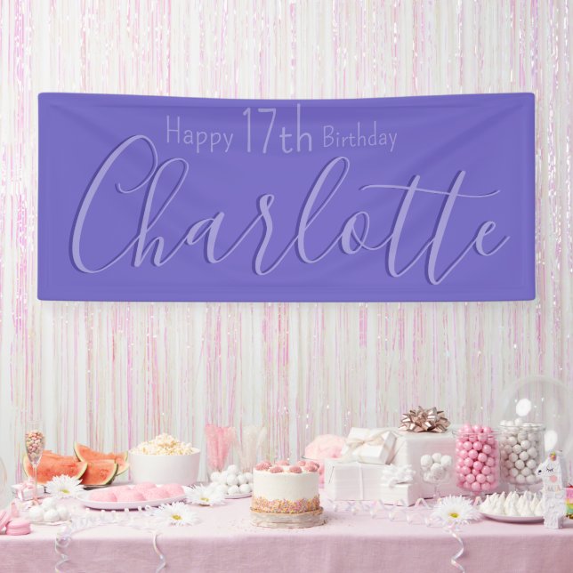 Custom Modern Chic Lila Happy 17. Geburtstag Banner (Party)