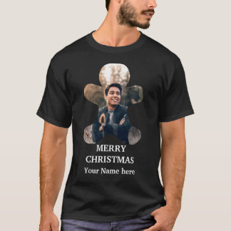 Custom Modern Christmas Lebkuchen Mann Foto T-Sh T-Shirt