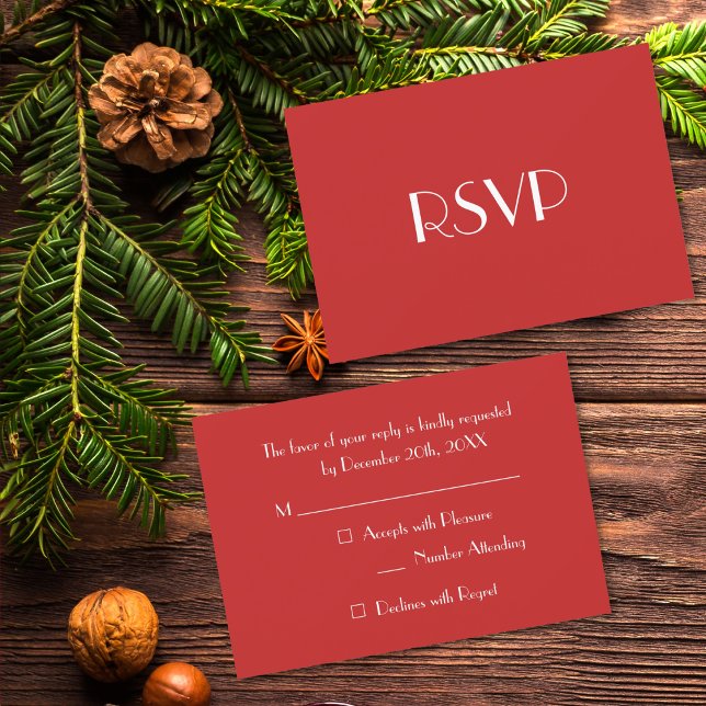 Custom Modern Christmas Red Holiday Party UAWG RSVP Karte (Custom Modern Christmas Red Holiday Party RSVP)