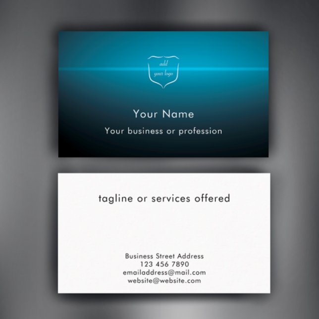 Custom Modern Cool Logo Technology Professional Visitenkarte (Personalize these unique modern business cards. Add your logo and business details. Blue stylish.
)