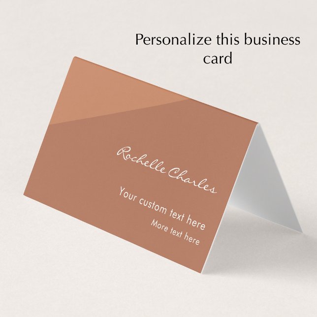 Custom Modern Elegant Copper Tan QR Code Promotion Visitenkarten (Personalize this elegant modern custom terracotta professional business card template.
)