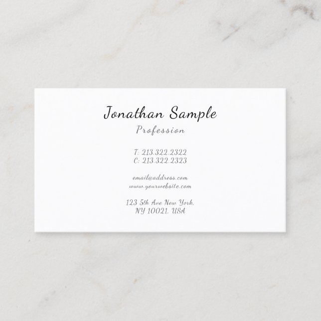 Custom Modern Elegant Handwritten Script Simple Visitenkarte (Vorderseite)