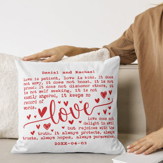 Custom Modern Elegant Name & Date Couple Gift Kissen