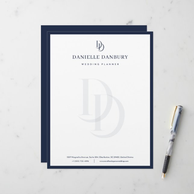 Custom Modern Elegant Wedding Planner  Briefbogen (Vorderseite/Rückseite Beispiel)