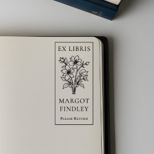 Custom Modern Elegante Floral Ex Libris Buchzeiche Permastempel