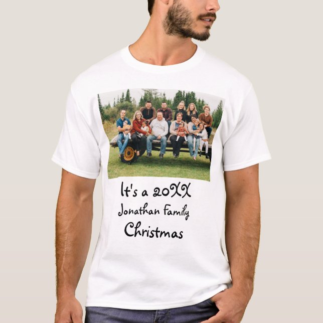 Custom Modern Family Christmas Foto T-Shirt (Vorderseite)
