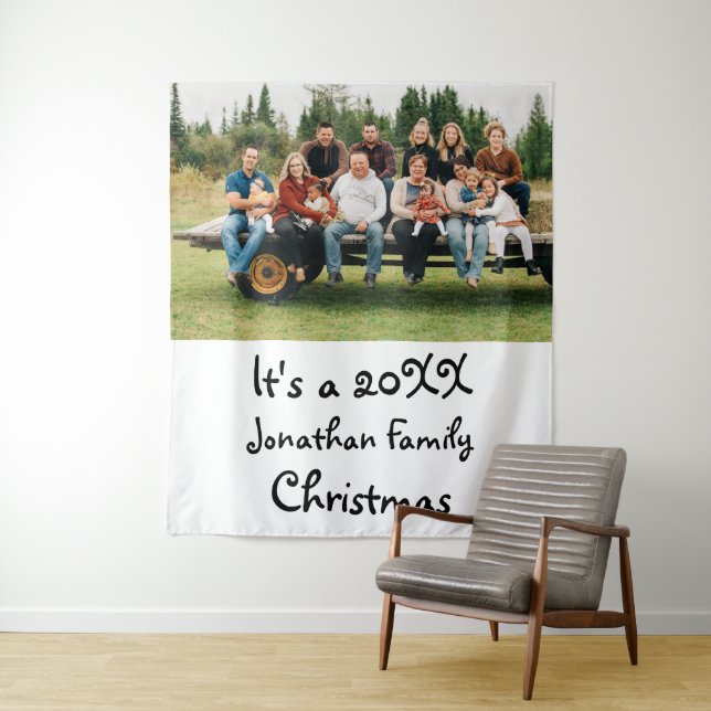 Custom Modern Family Christmas Foto Wandteppich (Beispiel)