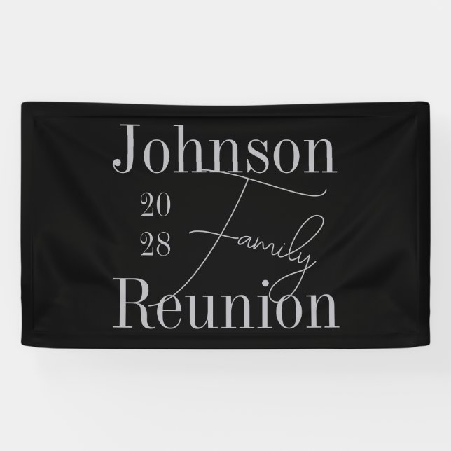 Custom Modern Family Wiedersehen Black Silver Grau Banner (Horizontal)